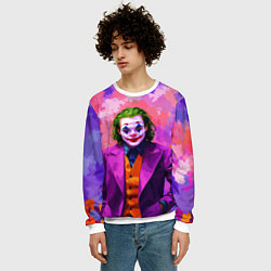 Свитшот мужской Джокер и фиолетовые краски, цвет: 3D-белый — фото 2