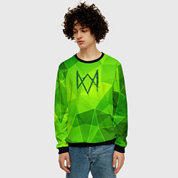 Свитшот мужской Watch Dogs green poly, цвет: 3D-черный — фото 2