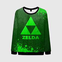 Свитшот мужской Zelda - green gradient, цвет: 3D-черный
