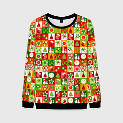 Свитшот мужской Новогодние снеговики и снежные бабы, цвет: 3D-черный