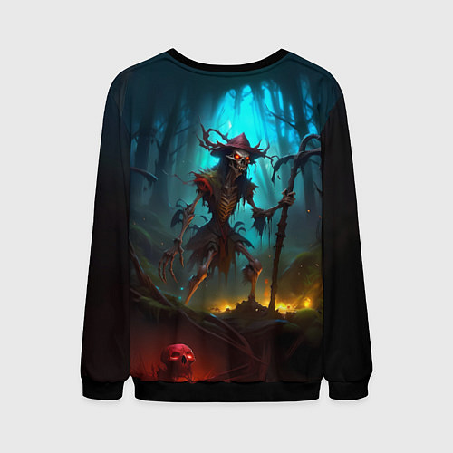 Мужской свитшот Скелет в мрачном лесу / 3D-Черный – фото 2