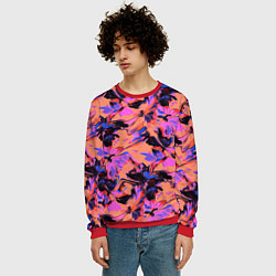 Свитшот мужской Абстрактные цветы - текучая краска, цвет: 3D-красный — фото 2