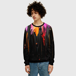 Свитшот мужской Разноцветная рельефная краска текстура, цвет: 3D-черный — фото 2