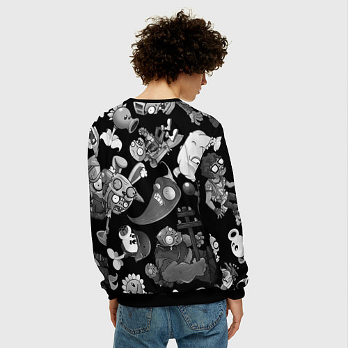 Мужской свитшот Растения против зомби персонажи / 3D-Черный – фото 4