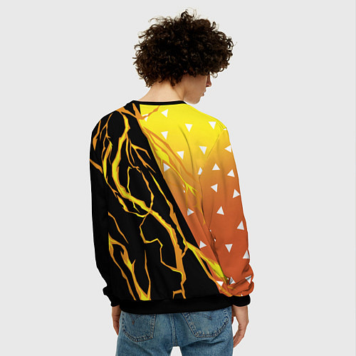 Мужской свитшот Zenitsu Agatsuma - Kisatsutai / 3D-Черный – фото 4