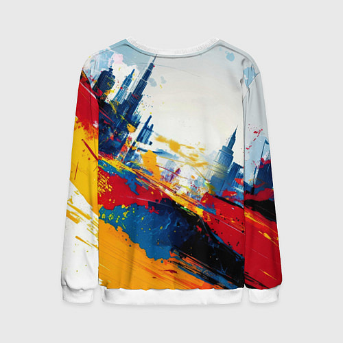 Мужской свитшот Человек - паук и пролитая краска / 3D-Белый – фото 2