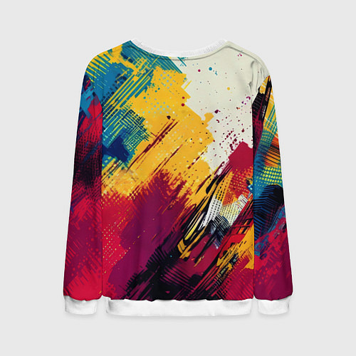 Мужской свитшот Человек паук висит на паутине / 3D-Белый – фото 2