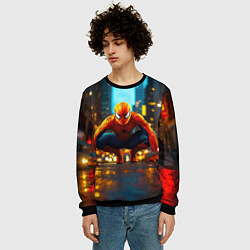 Свитшот мужской Человек паук на старте, цвет: 3D-черный — фото 2