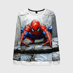 Свитшот мужской Человек-паук палзет на стене, цвет: 3D-белый