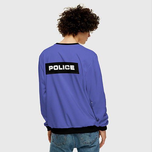 Мужской свитшот Костюм полицейского с накаченным торсом / 3D-Черный – фото 4