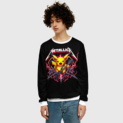 Свитшот мужской Metallica - cool Pikachu, цвет: 3D-белый — фото 2