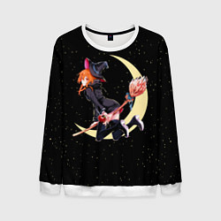 Мужской свитшот Ведьма с яблоком летит на метле