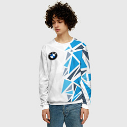 Свитшот мужской Бмв - фрагментация синяя, цвет: 3D-белый — фото 2