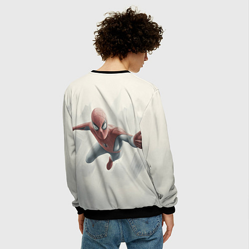 Мужской свитшот Человек паук в полете / 3D-Черный – фото 4
