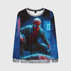 Мужской свитшот Человек паук сидя