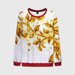 Свитшот мужской Золотые листья на белом, цвет: 3D-красный