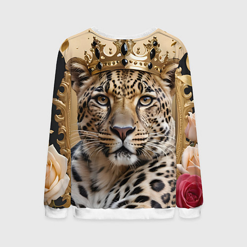 Мужской свитшот Королевский леопард / 3D-Белый – фото 2
