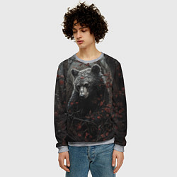 Свитшот мужской Бурый мишка в дремучем лесу, цвет: 3D-меланж — фото 2