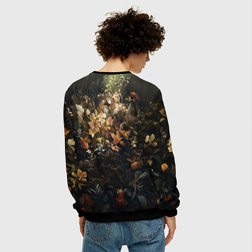 Мужской свитшот Красная панда в лесной чаще / 3D-Черный – фото 4