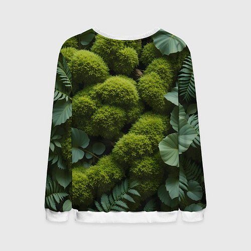 Мужской свитшот Зеленый мох и листья / 3D-Белый – фото 2