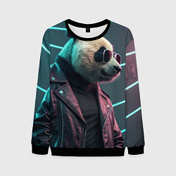 Свитшот мужской Cyberpunk panda, цвет: 3D-черный