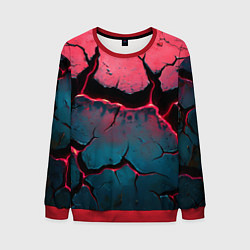 Свитшот мужской Объемные разломы текстура, цвет: 3D-красный