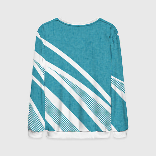 Мужской свитшот Бело-голубой абстракция с полосами / 3D-Белый – фото 2