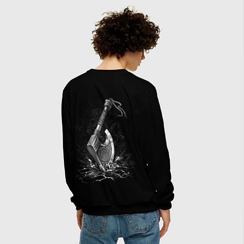 Мужской свитшот Воин - нет страха и боли / 3D-Черный – фото 4