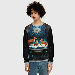Свитшот мужской Семья из трех лисиц, цвет: 3D-меланж — фото 2