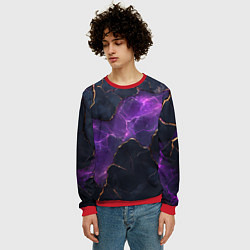 Свитшот мужской Фиолетовый разлом с молниями, цвет: 3D-красный — фото 2