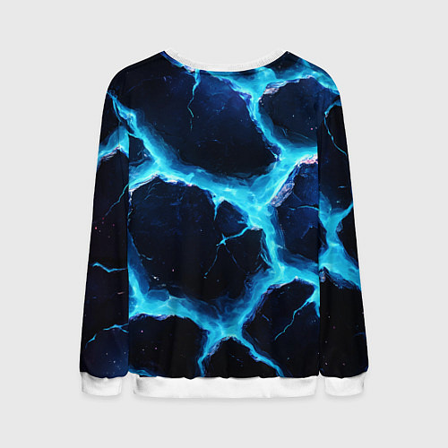Мужской свитшот Голубая потертая текстура с разломом / 3D-Белый – фото 2