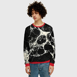 Свитшот мужской Бело-черная потертая текстура, цвет: 3D-красный — фото 2