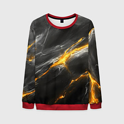 Свитшот мужской Серая текстура с золотым разломом, цвет: 3D-красный