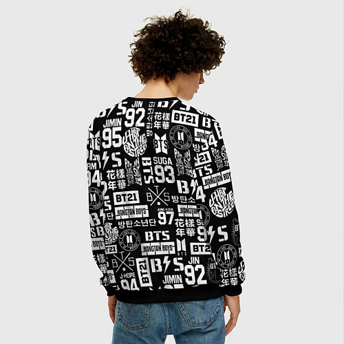 Мужской свитшот Bangtan Boys pattern black / 3D-Черный – фото 4