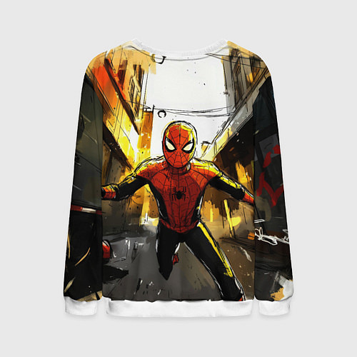 Мужской свитшот Бегущий человек - паук / 3D-Белый – фото 2