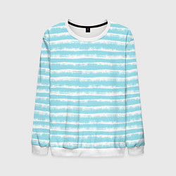 Свитшот мужской Бело-голубой полосатый паттерн, цвет: 3D-белый