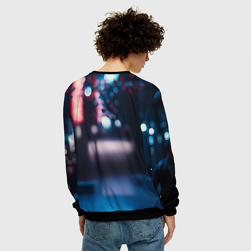 Мужской свитшот Человек-паук в вечернем городе / 3D-Черный – фото 4