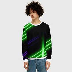 Свитшот мужской Green pink purple line, цвет: 3D-белый — фото 2