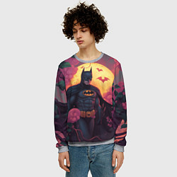 Свитшот мужской Бэтмен и дерево с цветами, цвет: 3D-меланж — фото 2