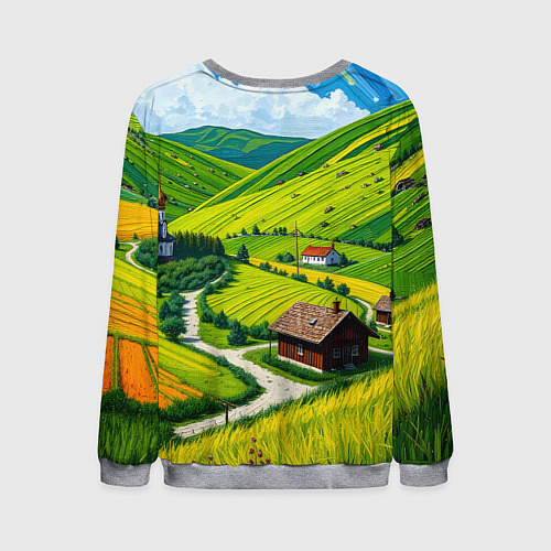 Мужской свитшот Русская душа и поле / 3D-Меланж – фото 2