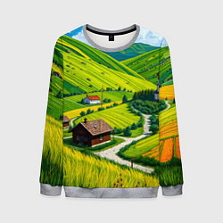 Свитшот мужской Русская душа и поле, цвет: 3D-меланж