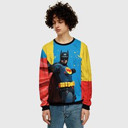 Свитшот мужской Бэтмен предупреждает, цвет: 3D-черный — фото 2