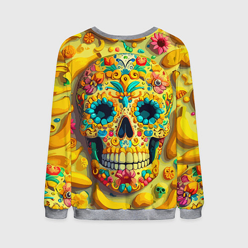 Мужской свитшот Красочный летний паттерн с черепом - нейроарт / 3D-Меланж – фото 2
