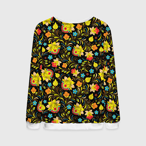 Мужской свитшот Хохлома цветы / 3D-Белый – фото 2