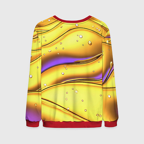 Мужской свитшот Золотые волны с фиолетовым свечением / 3D-Красный – фото 2