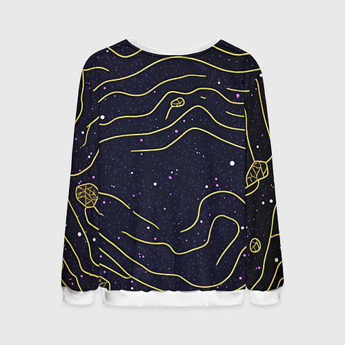 Мужской свитшот Абстракция золотых линий текстура / 3D-Белый – фото 2