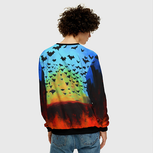 Мужской свитшот Бэтмен и летучие мыши / 3D-Черный – фото 4