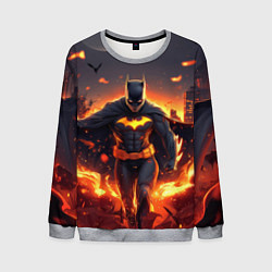 Мужской свитшот Бэтмен - летучие мыши и огонь
