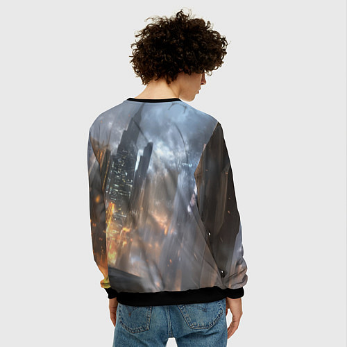 Мужской свитшот Бэтмен - старый стиль / 3D-Черный – фото 4