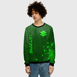 Свитшот мужской Suzuki - green gradient вертикально, цвет: 3D-черный — фото 2